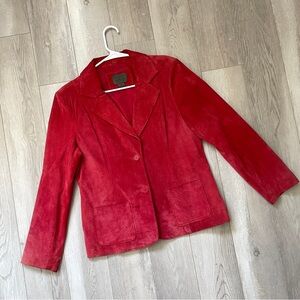JohnPaulRichard Leather Jacket suede womens Red (size 10 petite) classic bright